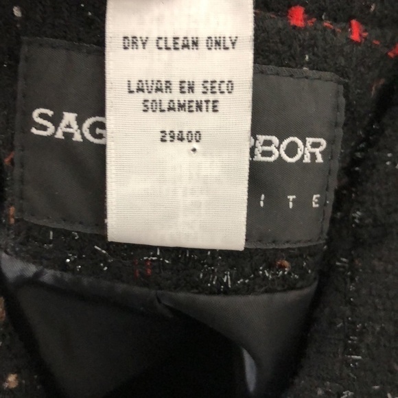 NEW - SAG HARBOR Black, Red, White Tweed Zip Front Blazer w/ Pockets - Size 12P - Picture 6 of 6